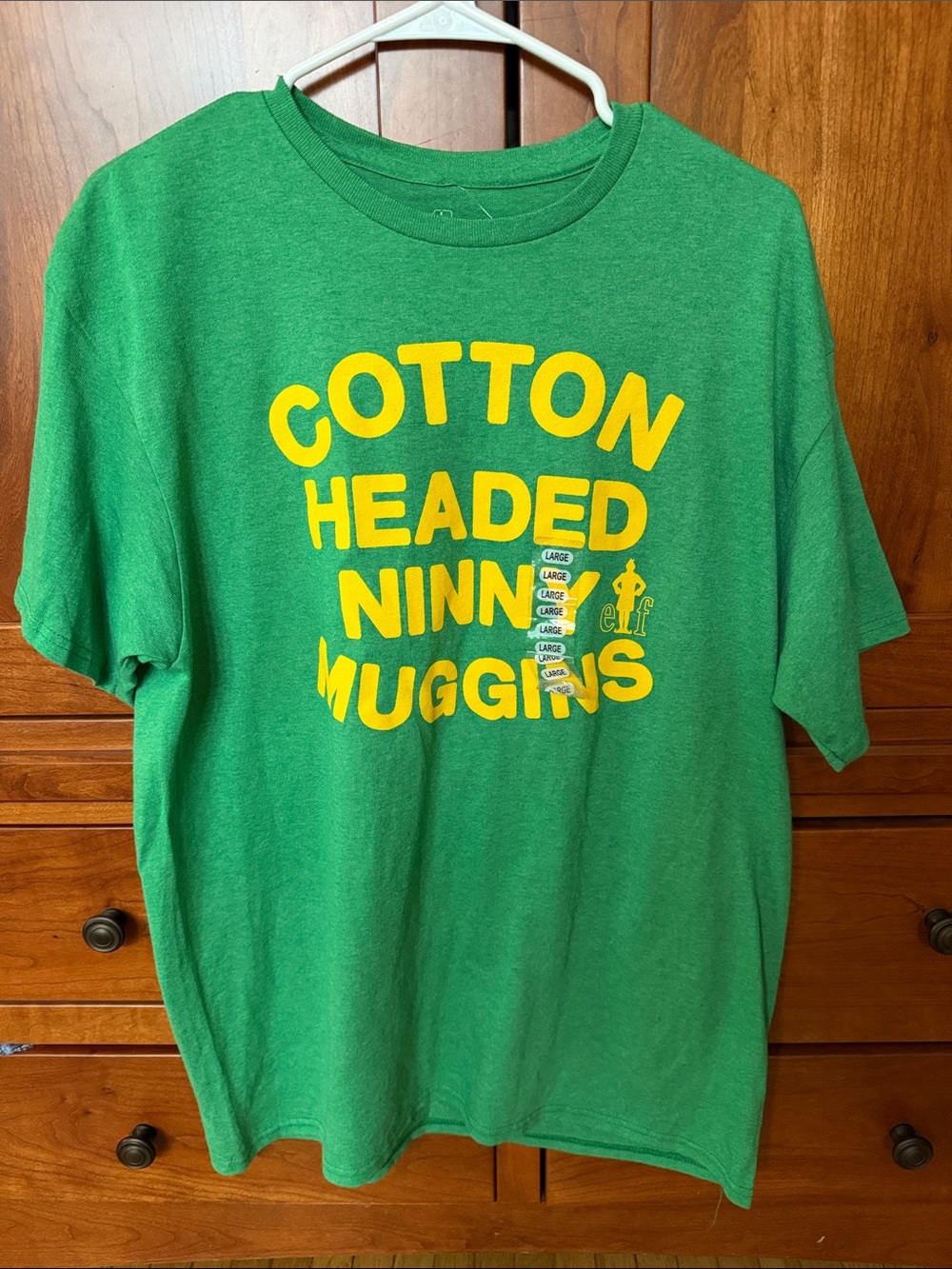 Elf “Cotton Headed Ninny Muggins” Green Christmas T-Shirt Men’s Large NWT